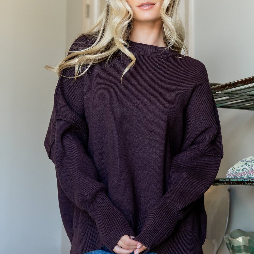 Baltic Born Jeremiah Knit Sweater | Dark Plum Size XL